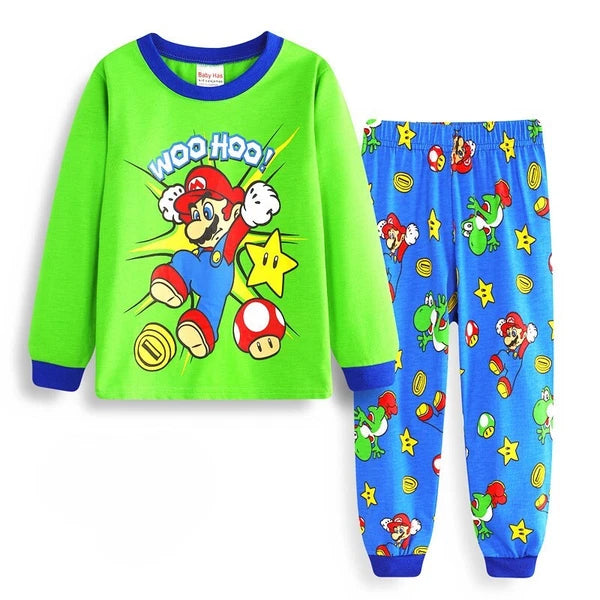 NEW Cartoon Print Boys Long Sleeve 2-Piece Pajama Set