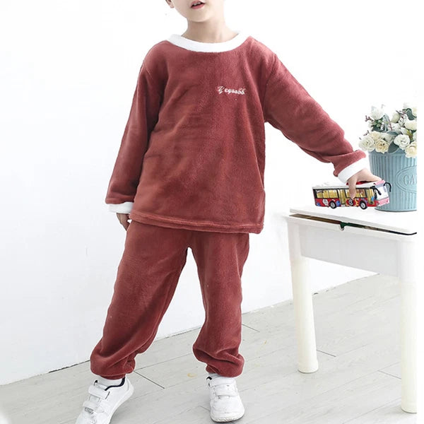 Girls Boys Pajamas Suit Long Sleeve Tops with Pants Sleepwear Winter Nightwear