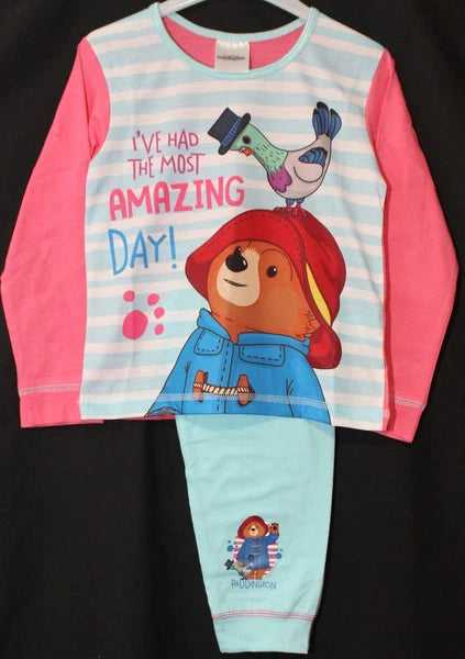 PADDINGTON BEAR Girl's Pyjamas / Pink & Blue PJs Sizes 18 Months - 5 Years