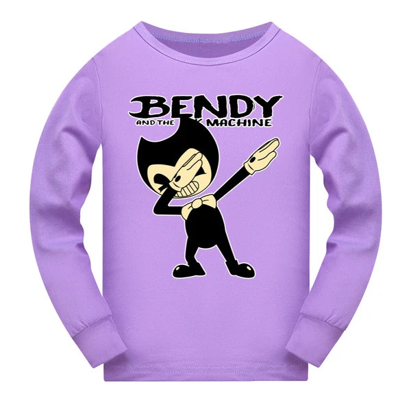 New Children's Bending and Ink Machine Pajama Top+Pants Set Birthday Gift