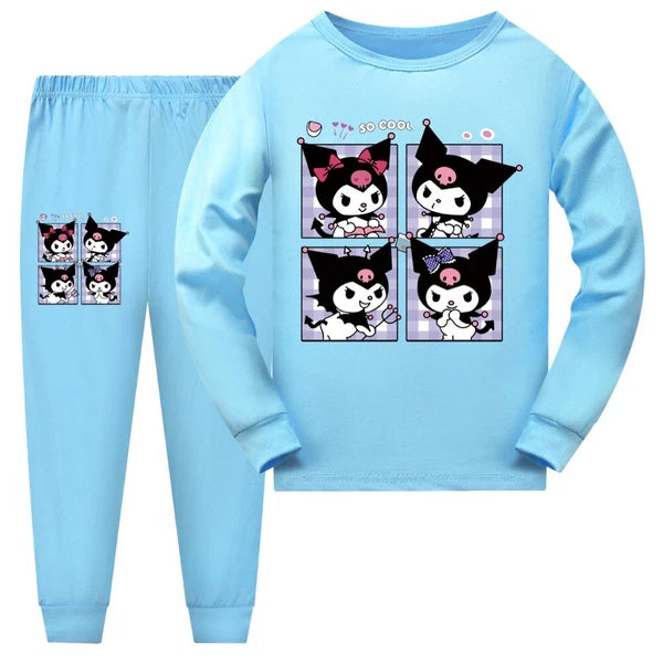 Kids Kuromi Long Sleeves Top+Pants Sleepwear Nightwear PJ'S Set Outfits Gift New