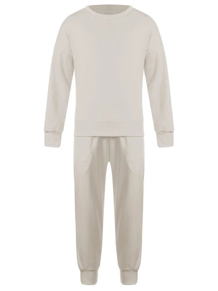 Kids Pajamas Set Flannel Sleepwear Bear Tops Pullover with Plush Pants Trousers