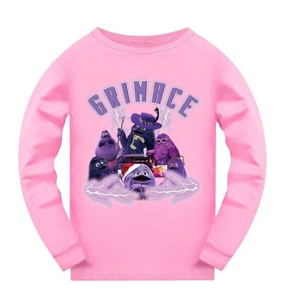 Children's Grimace Purple Print Fashionable Pajamas Casual Suit Daily Gift Hot-