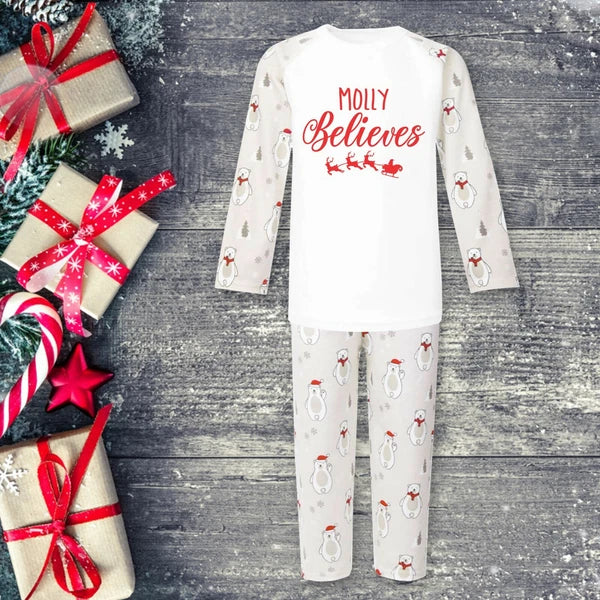 Personalised Christmas Pyjamas PJs Set  Eve Xmas Kids Children's