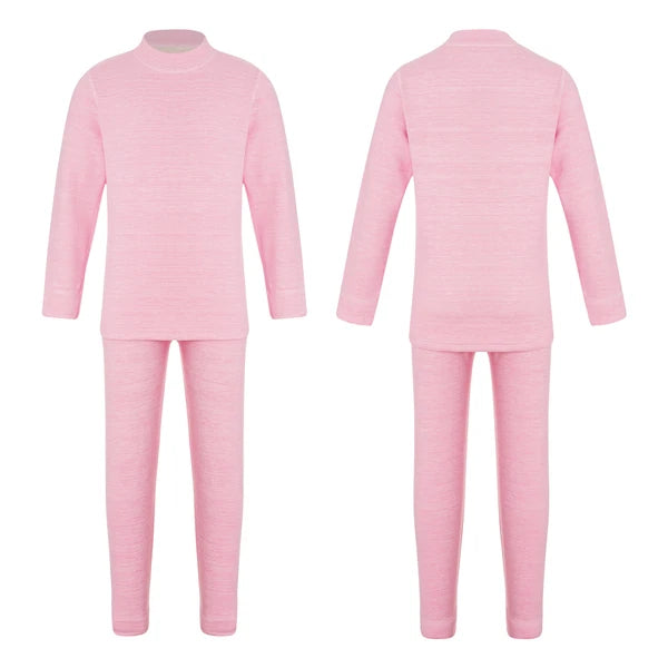 Girls Boys Pajamas Unisex Base Layer Suit Mock Neck Thermal Underwear Set Warm