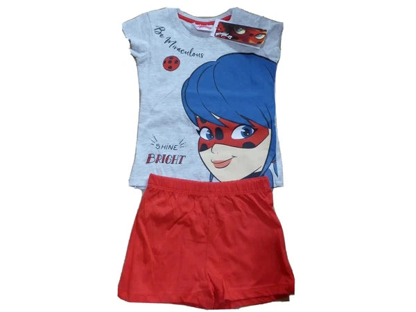Girls Pyjamas Short Sleeve PJs Miraculous Tales Of Ladybug & Cat Noir PJ 2 Piece