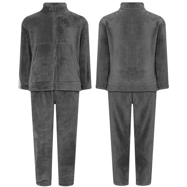 Kids Nightwear Warm Pajama Set Comfy Sleepwear Zipper Homewear 2 Piece Outfits