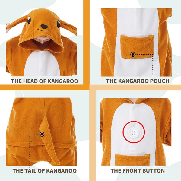 Kids Kangaroo Soft One-piece Pajamas Halloween Christmas Cute Cosplay Costumes