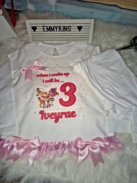 Personalised Birthday Pyjamas Girls When I Wake Up I Will Be  frilly and bows