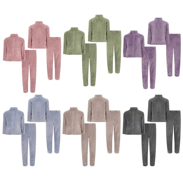 Kids Nightwear Warm Pajama Set Comfy Sleepwear Zipper Homewear 2 Piece Outfits