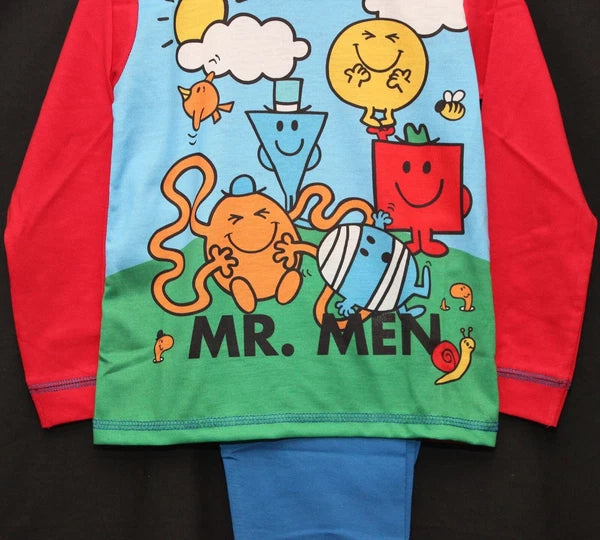 MR MEN Boys Pyjamas/ Red & Blue Long-Sleeved PJs Sizes 18 Months-5 Years