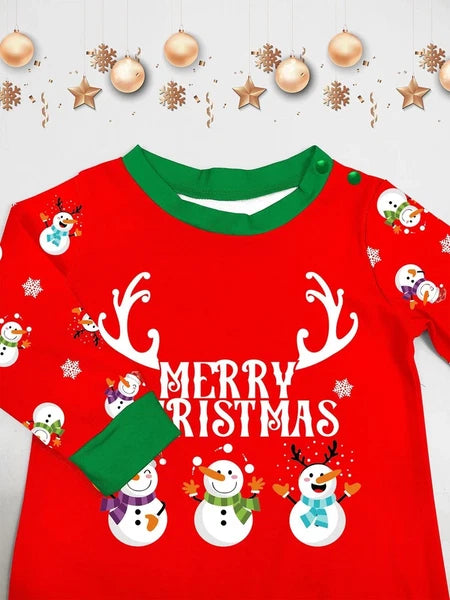 Family Matching Christmas Snowman Pyjamas Adult Kids Xmas Nightwear Pjs Set