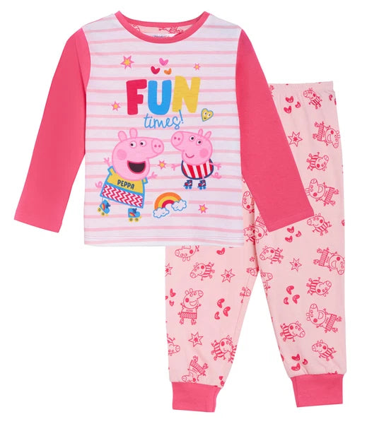 Girls Peppa Pig Pyjamas Kids Luxury Classic Peppa Pink Full Length Long Pjs Set