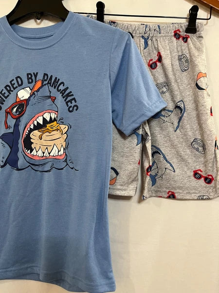 NEW Wonder Nation Boys Shark Blue Short Sleeve Shorts Pajama Set U pick Sizes