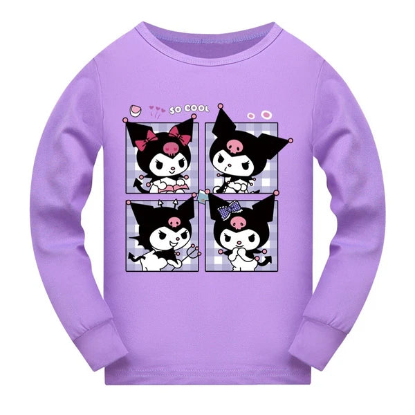 Kids Kuromi Long Sleeves Top+Pants Sleepwear Nightwear PJ'S Set Outfits Gift New