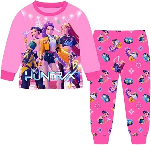 Kids Girls KPop Demon Hunters Cartoon Graphics Printed Pajamas Set Sleepwear