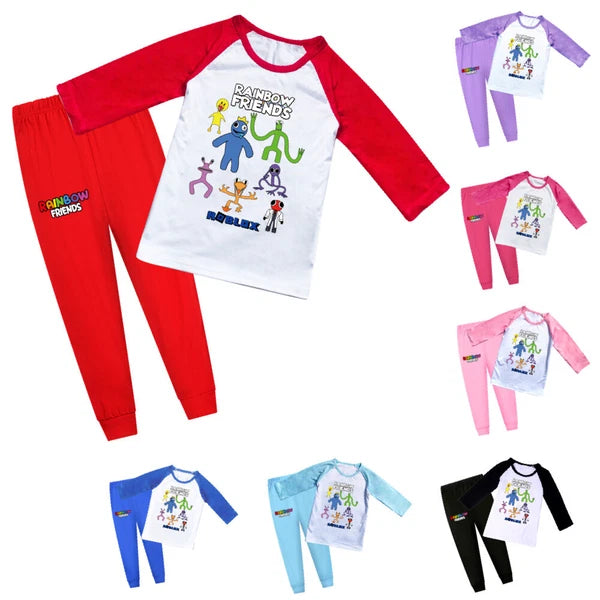 Children's Rainbow Friends Pajama Cotton Top+Pants Pajama Set Gift Birthday