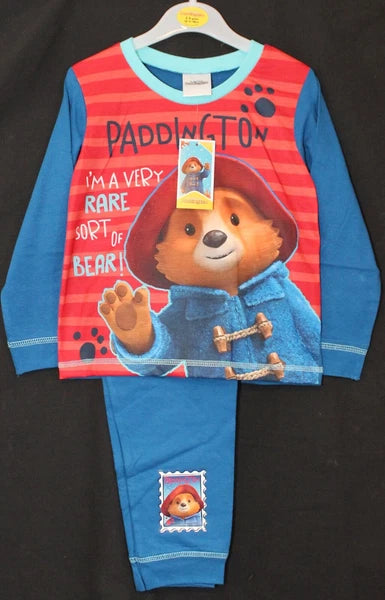 PADDINGTON BEAR Boy's Pyjamas /Blue & Red PADDINGTON PJs Sizes 18 Months-5 Years
