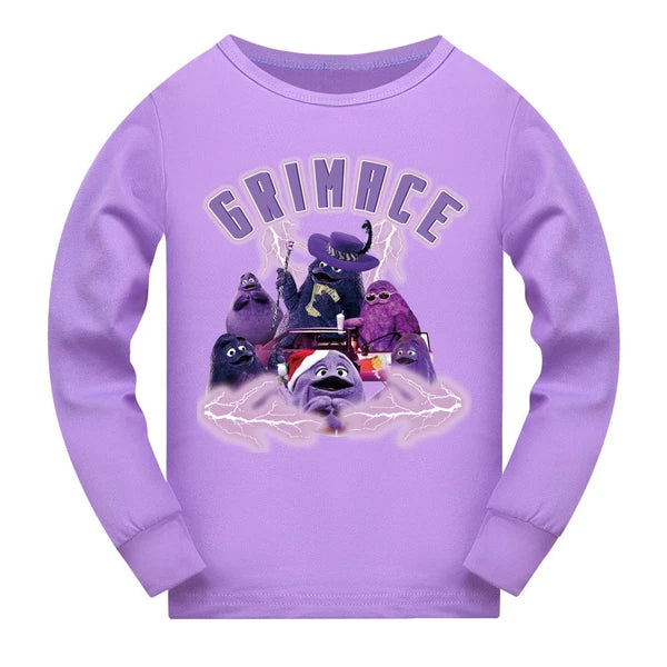 Children's Grimace Purple Print Fashionable Pajamas Casual Suit Daily Gift Hot-