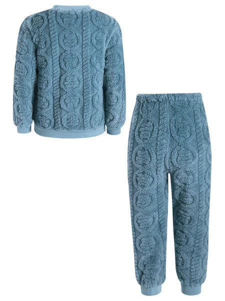 Kids Set Warm Pajamas Stand Collar Sleepwear Long Sleeve Nightwear Sleep Fancy