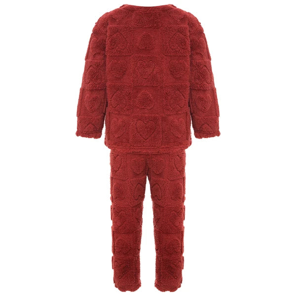 Kids Boys Girls Flannel Suit Unisex Children Pajamas Set Cute Tops With Pants