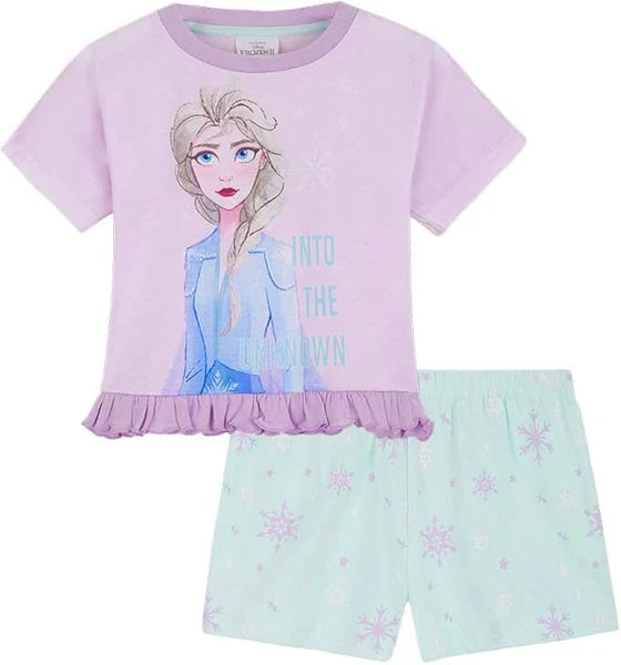 Disney Frozen Girls Pyjamas Set Summer Nightwear PJs Short Pyjamas for Kids Teen