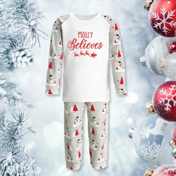 Personalised Christmas Pyjamas PJs Set  Eve Xmas Kids Children's