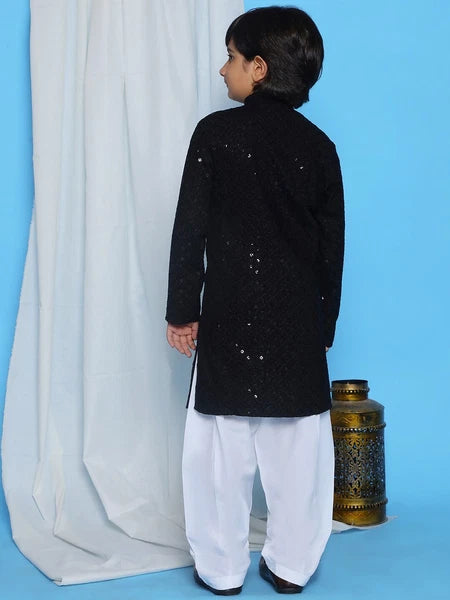 Kids Ethnic Mirror Work Cotton Kurta Pyjama Set/Party Wear Chikankari Kurta