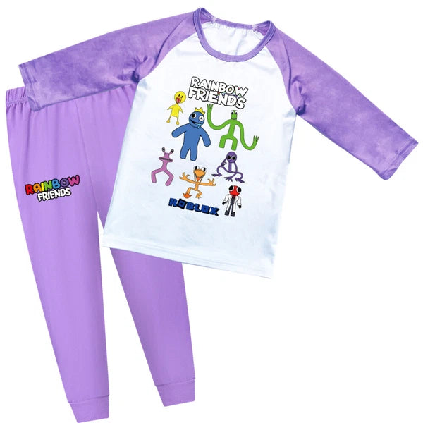 Children's Rainbow Friends Pajama Cotton Top+Pants Pajama Set Gift Birthday