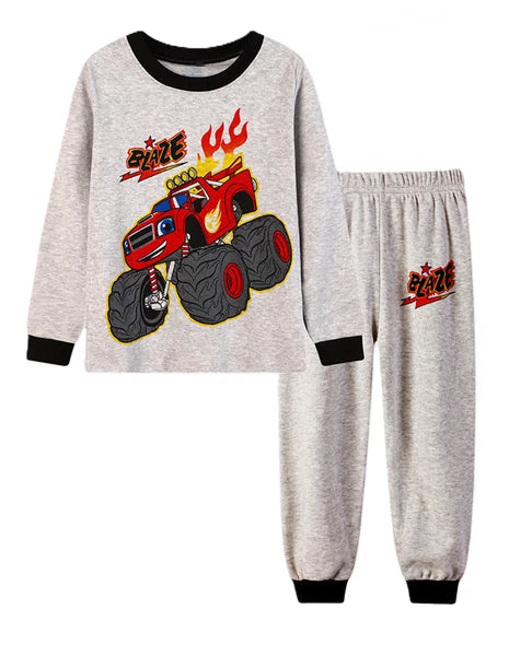 NEW Cartoon Print Boys Long Sleeve 2-Piece Pajama Set