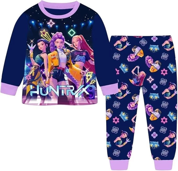 Kids Girls KPop Demon Hunters Cartoon Graphics Printed Pajamas Set Sleepwear