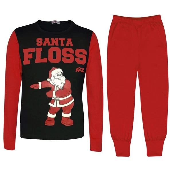 Girls Boys Pyjamas  Santa Floss Red Trendy Christmas Loungewear Pjs Outfits