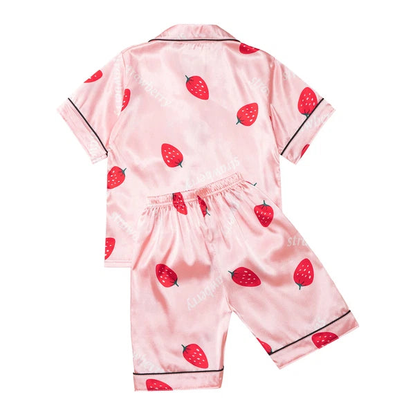Boys Girls Pajamas Set Sleepwear Button Closure Top Shorts Nightwear Loungewear