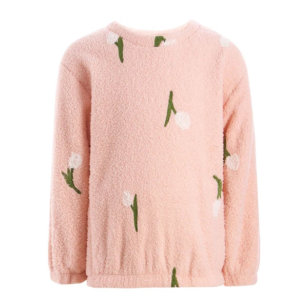 Kids Pyjamas Fleece Nightwear Elastic Waist Pyjama Set Warm 2 Piece-