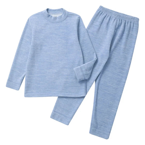 Girls Boys Pajamas Unisex Base Layer Suit Mock Neck Thermal Underwear Set Warm