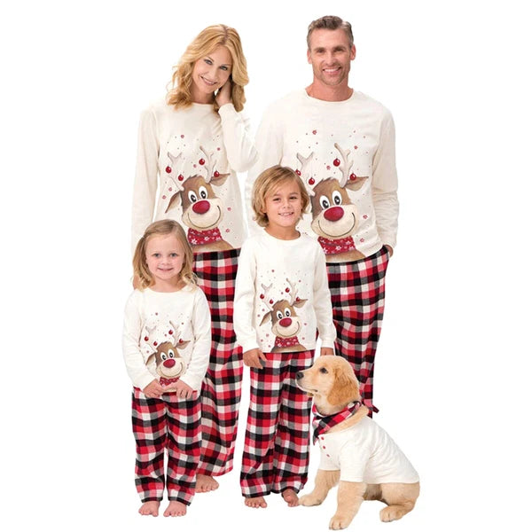 Family Matching Christmas Pyjamas Adult Kids Xmas Nightwear Pjs Set Reindeer