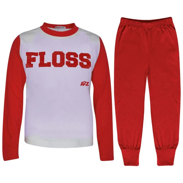 Girls Boys Kids Pyjamas Floss A2Z Red Fashion Night Loungewear PJS Outfit Sets