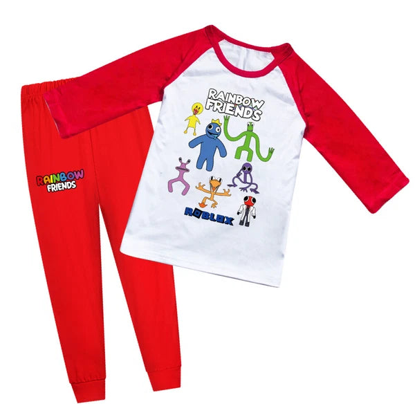 Children's Rainbow Friends Pajama Cotton Top+Pants Pajama Set Gift Birthday