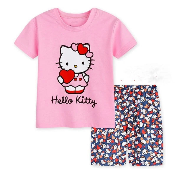 NEW Disney Cartoon Girls Short Sleeve 2-Piece Pajama Set