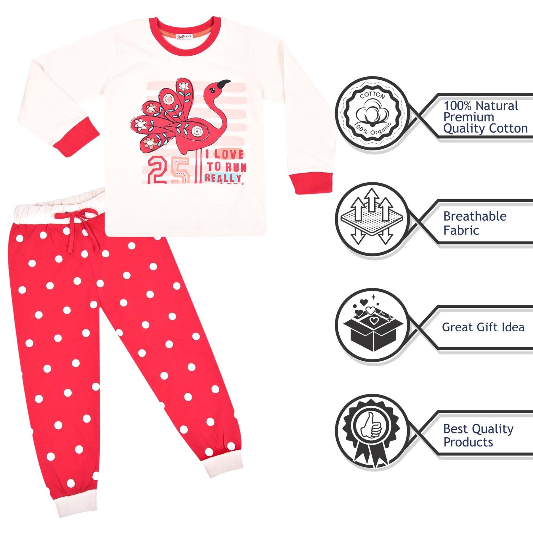 Kids Girls Flamingo Print Pyjamas Children PJs 2 Piece Cotton Set Nightwear 2-13