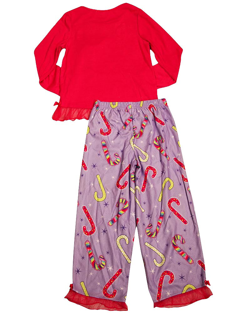 Komar Kids Girls Long Sleeve It's Cold Outside Candy Canes Sleep Pajama Set