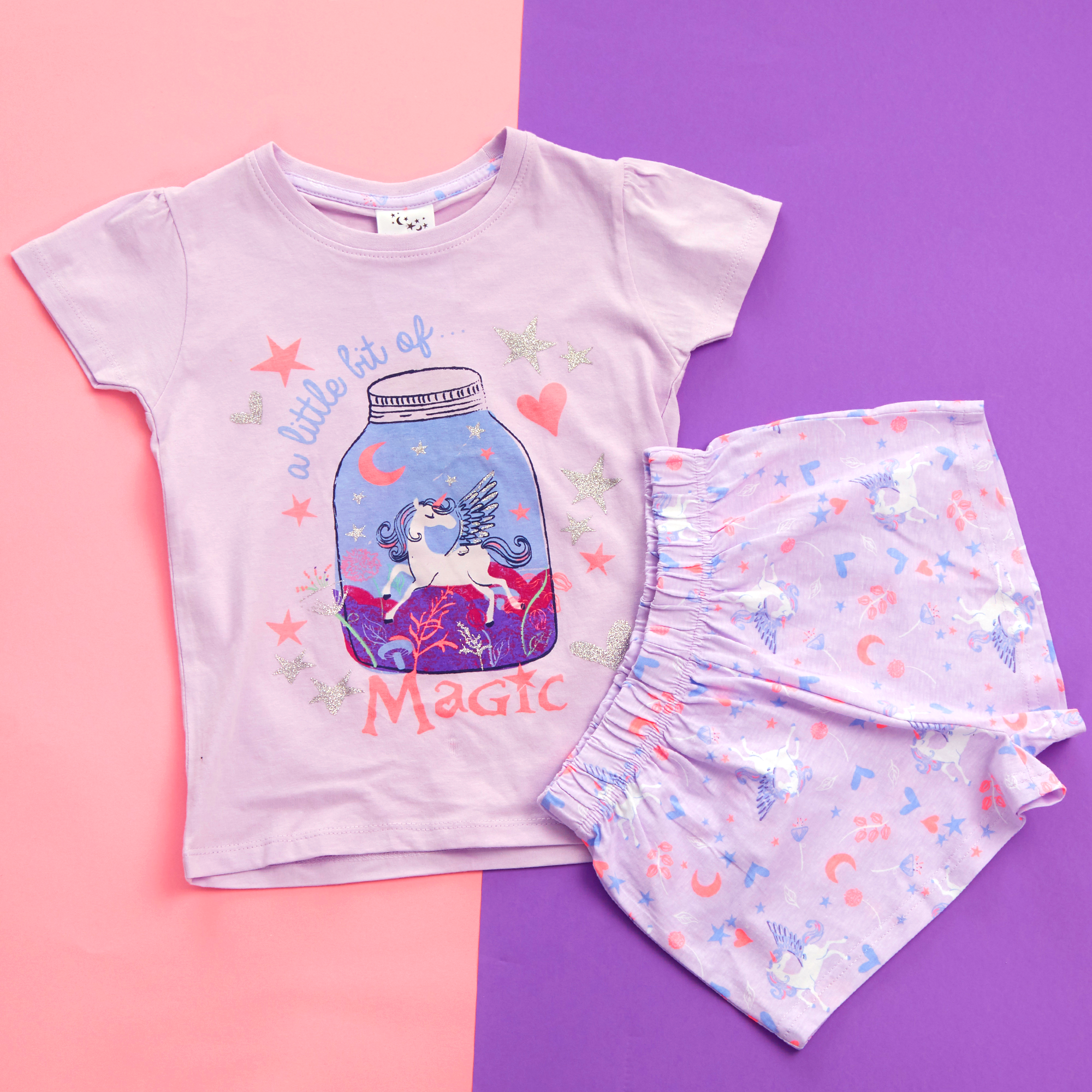 Girls Unicorn Magic PJs Pyjamas Set Summer 100% Cotton 3-4 4-5 5-6 7-8 9-10 Year