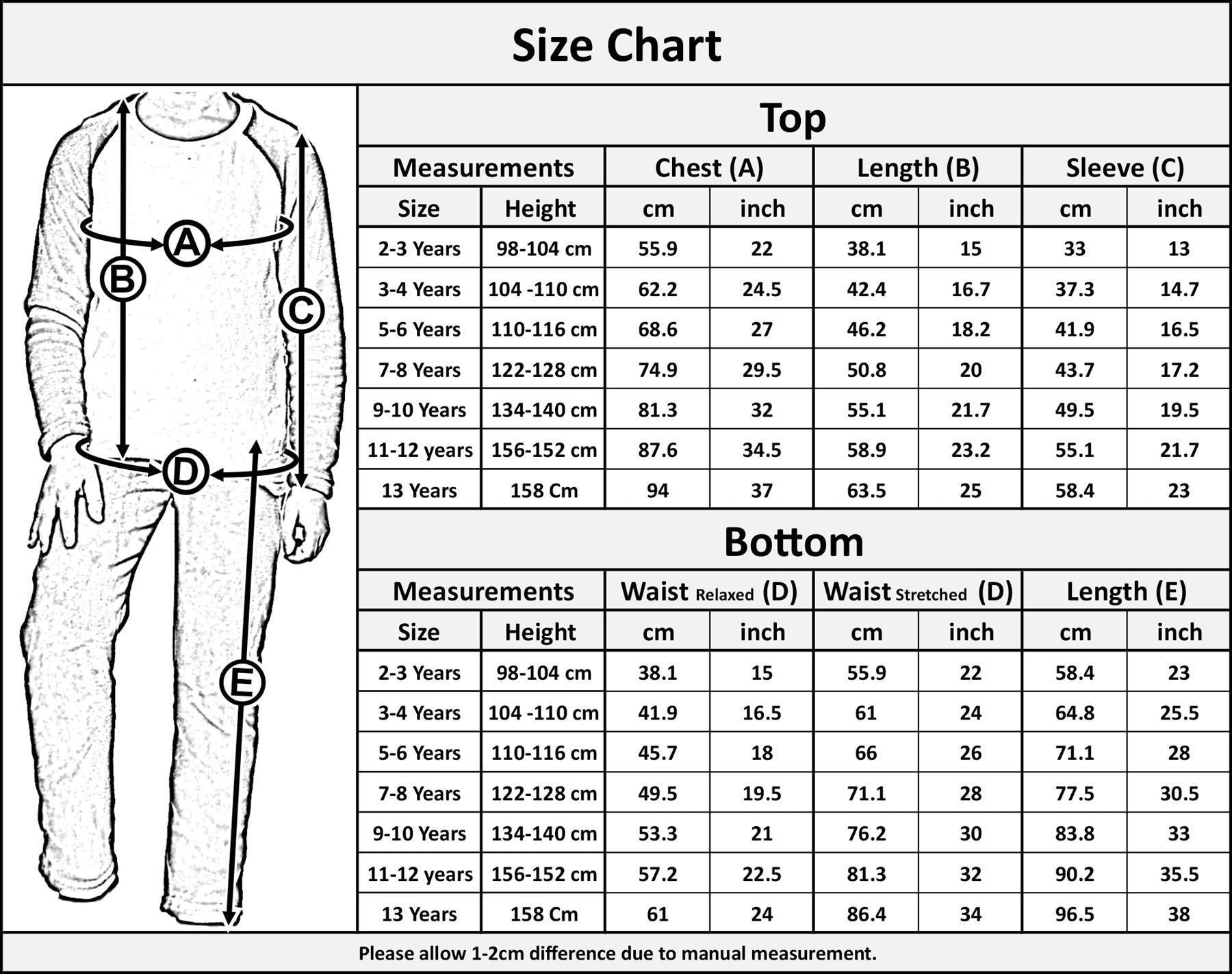 Kids Girls Boys Navay Pyjamas Soft Fleece PJs 2 Piece Flannel Set Lounge Suit