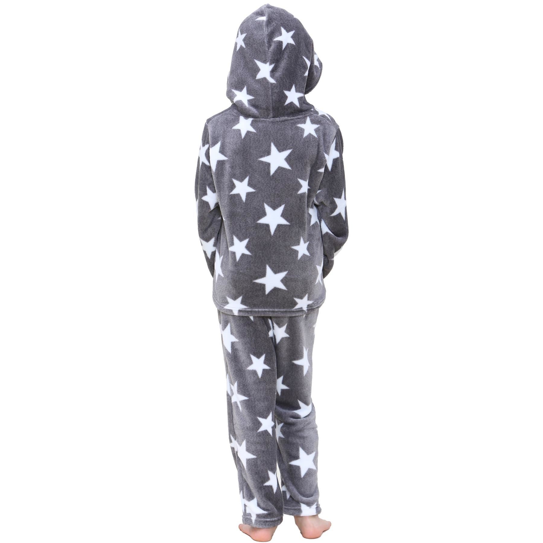 Kids Girls Stars Print Pyjama Extra Soft Loungewear Flannel Fleece PJS Set