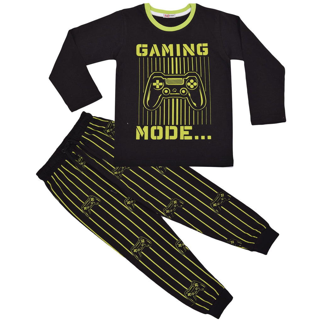 A2Z 4 Kids Gaming Mode Lime Pyjama Set Contrast T Shirt Sleepwear Pyjamas