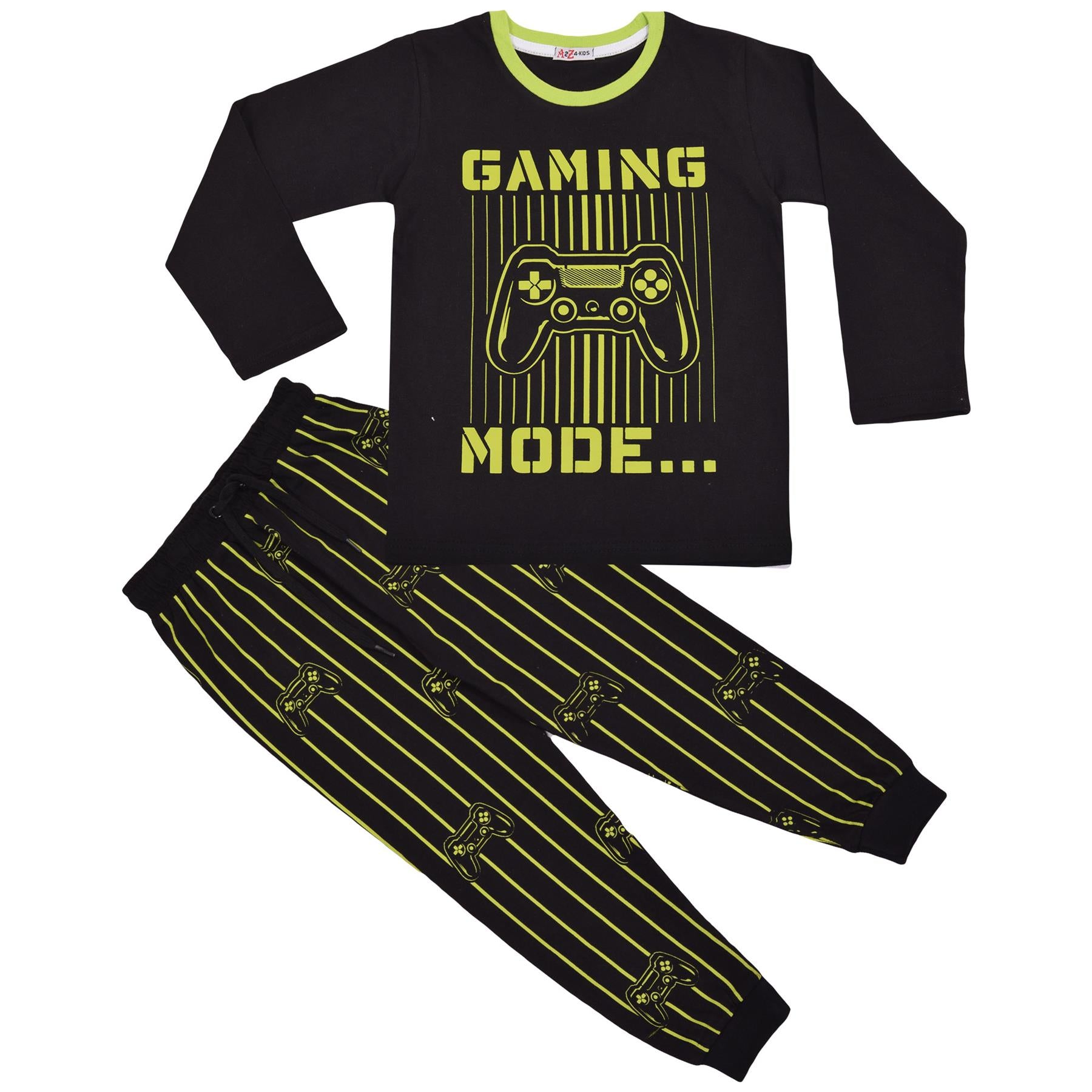 A2Z 4 Kids Gaming Mode Lime Pyjama Set Contrast T Shirt Sleepwear Pyjamas