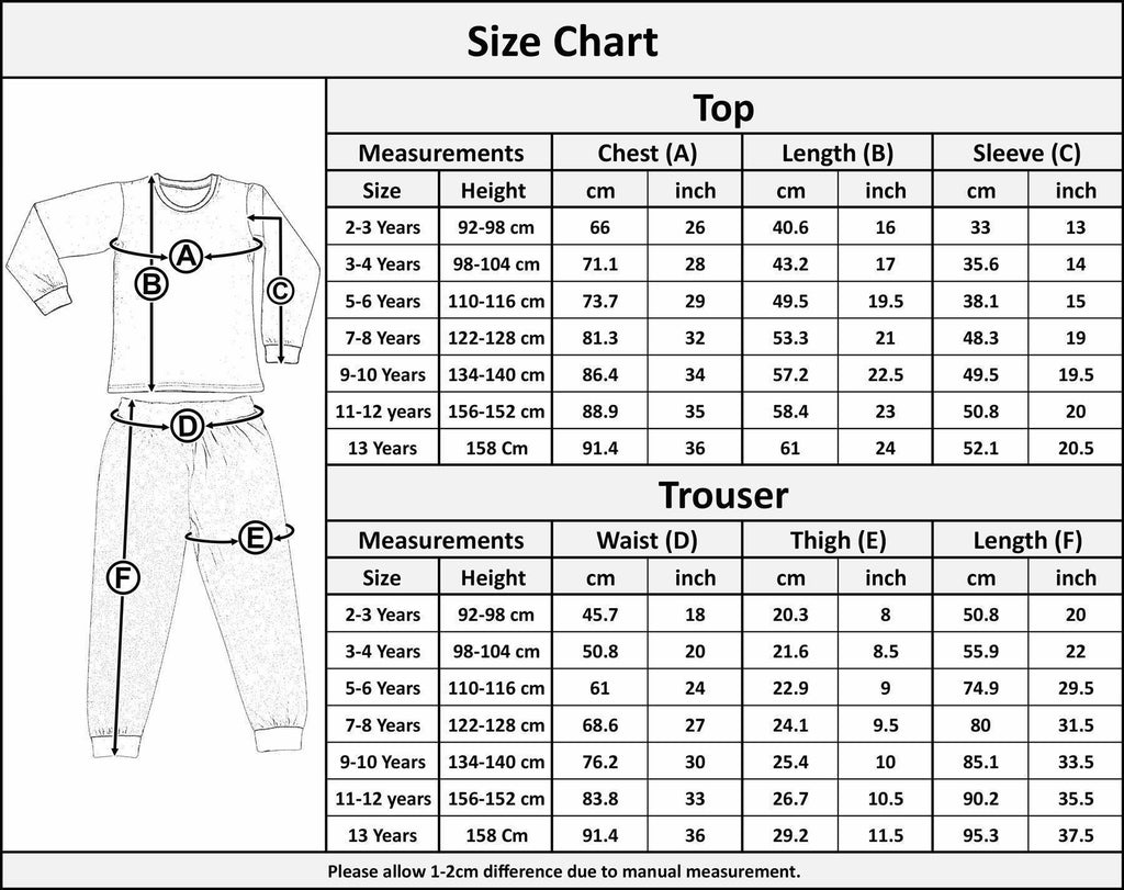 Kids Girls Pyjamas Cloud Print Contrast Top Bottom Rainbow Sleepwear Set 2-13 Yr