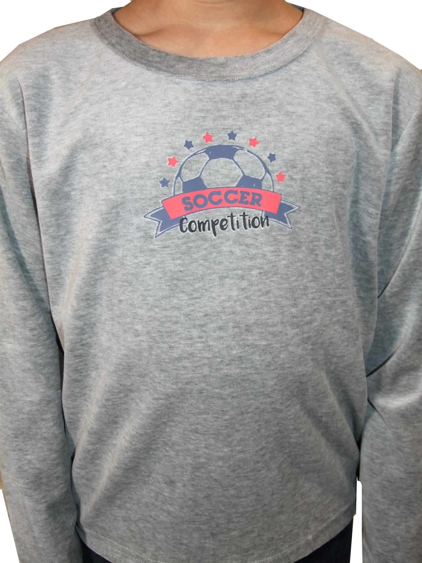 Boys Pyjama Set Velvet Soccer Motif Long Sleeve 2 to 10 Years Cosy PJ's