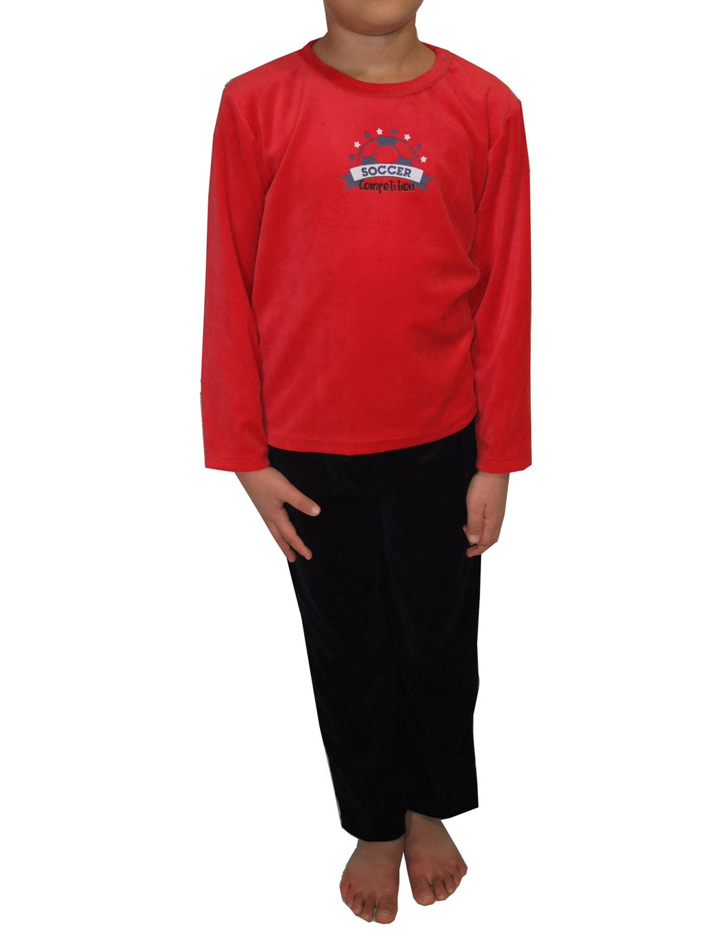 Boys Pyjama Set Velvet Soccer Motif Long Sleeve 2 to 10 Years Cosy PJ's