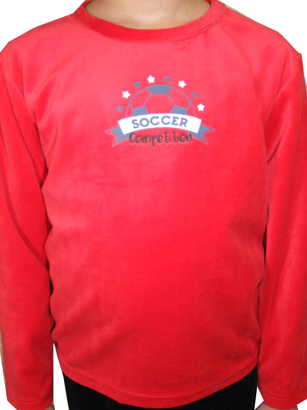 Boys Pyjama Set Velvet Soccer Motif Long Sleeve 2 to 10 Years Cosy PJ's